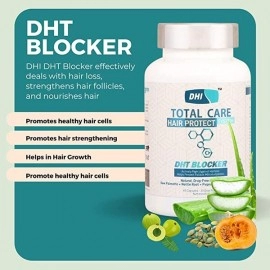 DHI DHT Blocker Contain Saw Palmetto & Pumpkin Seed Powder | Controls Hair Fall & Boost Hair Growth | 60 Capsules