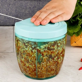 Manual Stainless Steel Compact Extra Sharp Hand Held Vegetable Chopper, Slicer With 5 Blades | 750 ml