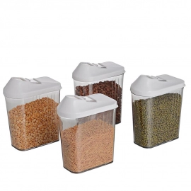 Plastic Easy Flow Storage Jar with Lid | 750ml | Set of 6
