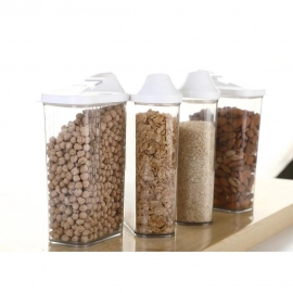 Plastic Easy Flow Storage Jar with Lid | 750ml | Set of 6
