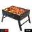 Folding Barbeque Charcoal Grill Oven | Black, Carbon Steel