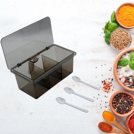 Seasoning Box, Portable Durable 3 Divided Sections With Lid Spice Box Serving Set