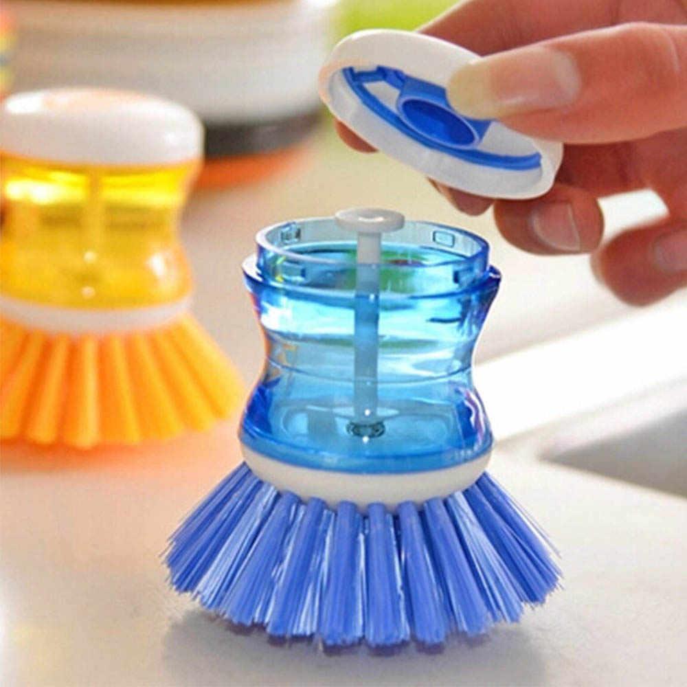 Plastic Wash Basin Brush Cleaner with Liquid Soap Dispenser | Multicolour