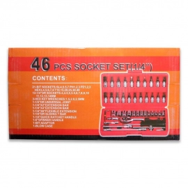 Socket 1/4 Inch Combination Repair Tool Kit | Red | 46 pcs