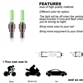 LED Flash Light lamp tyre Wheel Valve Sealing caps