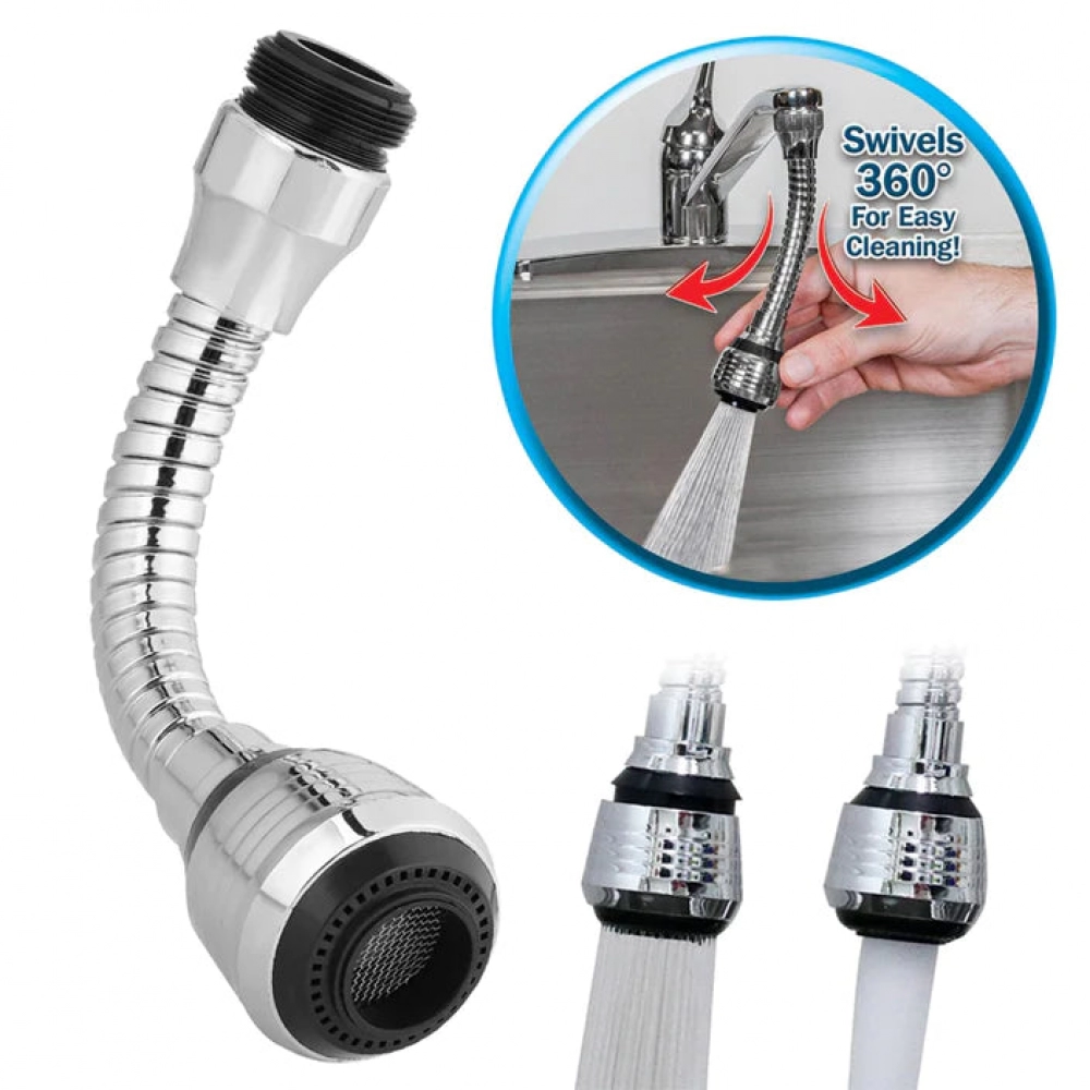 Flexible 360 Degree Stainless Steel Faucet Turbo Flex Sprayer Water Extender
