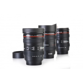 Camera Lens Shaped Coffee Mug Flask With Lid