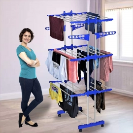 Stainless Steel Folding Double Supported 3 Layer Cloth Drying Stand