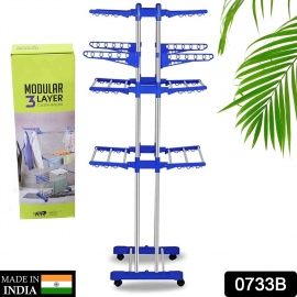 Folding Double Supported 3 Layer Cloth Drying Stand Laundry Dryer Hanger