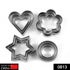 Cookie Cutter Stainless Steel Cookie Cutter with Shape Heart Round Star and Flower | 12 Pieces