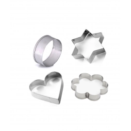 Cookie Cutter Stainless Steel Cookie Cutter with Shape Heart Round Star and Flower (4 Pieces)