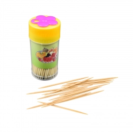 Wood Double Sided Toothpicks with Clear Plastic Storage Box
