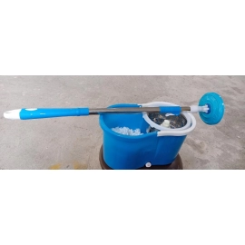 Spin Floor Cleaning Easy Advance Tech Bucket Mop and Rotating Steel Pole Head with 2 Microfiber Refill Heads