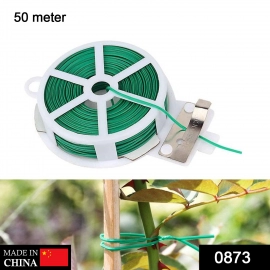 Plastic Twist Tie Wire Spool With Cutter For Garden Yard Plant 50m | Green