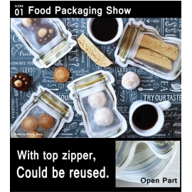 Reusable Airtight Seal Plastic Food Storage Mason Jar Zipper | 150ml