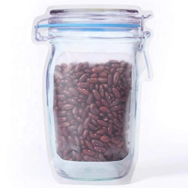 Reusable Airtight Seal Plastic Food Storage Mason Jar Zipper | 1000ml