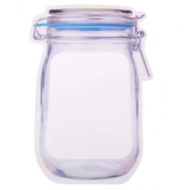 Reusable Airtight Seal Plastic Food Storage Mason Jar Zipper | 1000ml