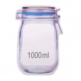 Reusable Airtight Seal Plastic Food Storage Mason Jar Zipper | 1000ml