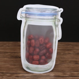 Reusable Airtight Seal Plastic Food Storage Mason Jar Zipper | 1000ml