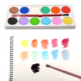 Painting Water Color Kit - 12 Shades and Paint Brush (13 Pcs)