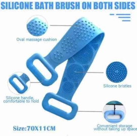 Silicone Body Back Scrubber Double Side Bathing Brush for Skin Deep Cleaning