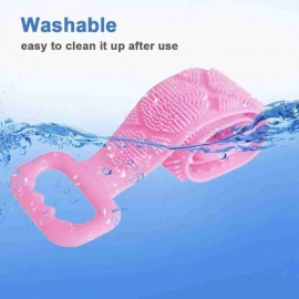 Silicone Body Back Scrubber Double Side Bathing Brush for Skin Deep Cleaning, Scrubber Belt