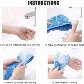 Silicone Body Back Scrubber Double Side Bathing Brush for Skin Deep Cleaning, Scrubber Belt