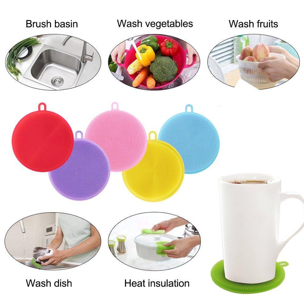 JsdMart Silicone Dish Scrubber Sponge Mildew Free, Non Stick, Heat