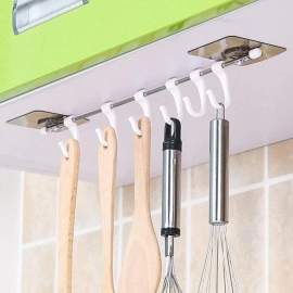 Plastic Sticker Self Adhesive Multipurpose Hanger Hooks | 6 Hooks