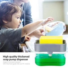 Liquid Soap Dispenser on Countertop with Sponge Holder For Pet