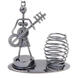 Girl Musician Playing Bass Guitar Pen Stand Showpiece
