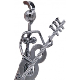 Girl Musician Playing Bass Guitar Pen Stand Showpiece