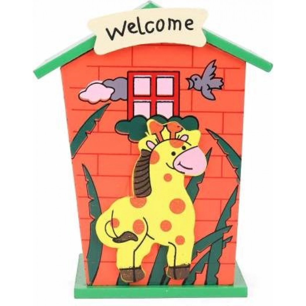 Cute Cartoon House Shaped Lovely Wooden Piggy Bank Money Bank