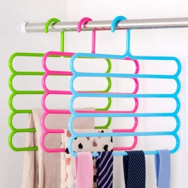 Multipurpose Multi-Layer 5-in-1 Plastic Hanger Clothes Organiser