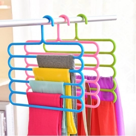 Multipurpose Multi-Layer 5-in-1 Plastic Hanger Clothes Organiser