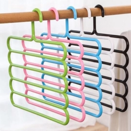 Multipurpose Multi-Layer 5-in-1 Plastic Hanger Clothes Organiser