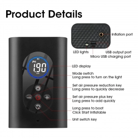 Compact Portable Digital Tyre Inflator With Carrying Case