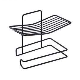 Iron Black Coated Self Adhesive Wall Mounted Tissue | Toilet Paper Holder