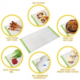 Foldable Drain Rack Kitchen Sink Roll up Dish Drying Rack Portable Dish Rack