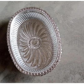 Multipurpose Royal Design Oval Silver Gift Tray