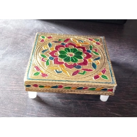Multipurpose Traditional Decorative Design Wooden Chowki / Bajot