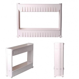 Multipurpose 2 Layer Slim Side Space Saving Storage Organizer Rack Shelf