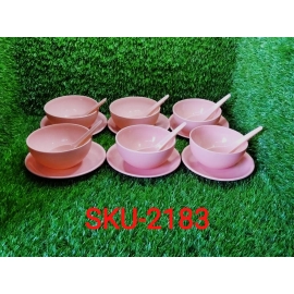 Soup Bowl Set with Spoon and Saucer | 18 pcs