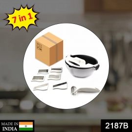 Premium Portable 7 in 1 Multifunction Magic Rotate Vegetable Cutter With Drain Basket