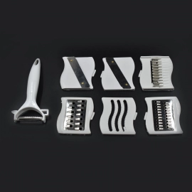 Premium Portable 7 in 1 Multifunction Magic Rotate Vegetable Cutter With Drain Basket