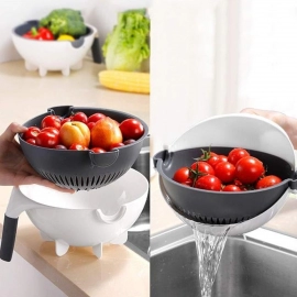 Premium Portable 7 in 1 Multifunction Magic Rotate Vegetable Cutter With Drain Basket