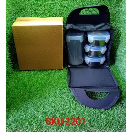 Compact Stainless Steel Airtight Lunch Box Set | 4 pcs | 3 Leakproof Containers and 1 Bottle