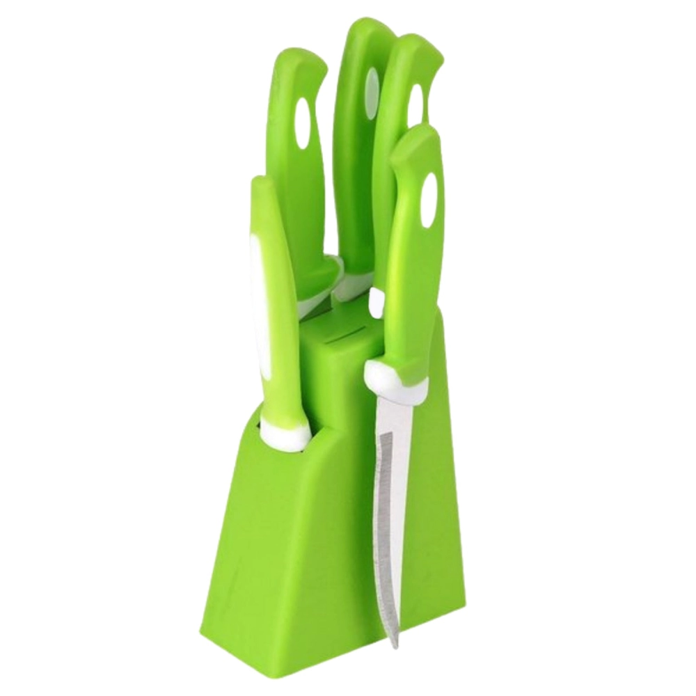 Stainless Steel Knife and Peeler Set with Stand | 6 Pcs