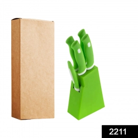 Stainless Steel Knife and Peeler Set with Stand | 6 Pcs