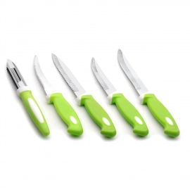 Stainless Steel Knife and Peeler Set with Stand | 6 Pcs